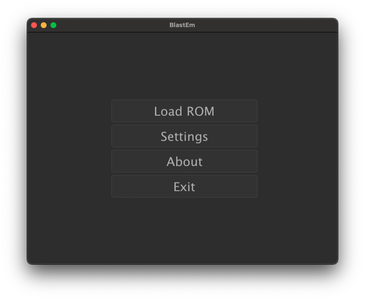 Le menu principal de BlastEm