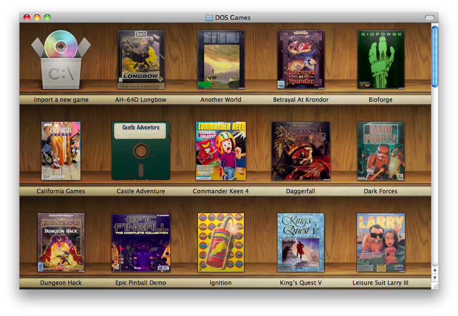 Liste de jeux dans Boxer