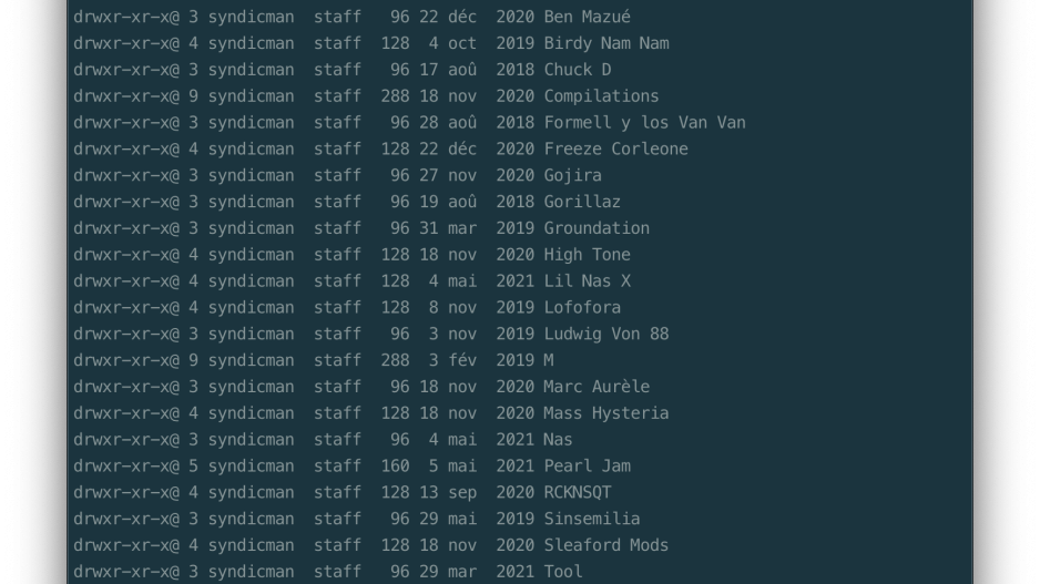 terminal commande ls -l